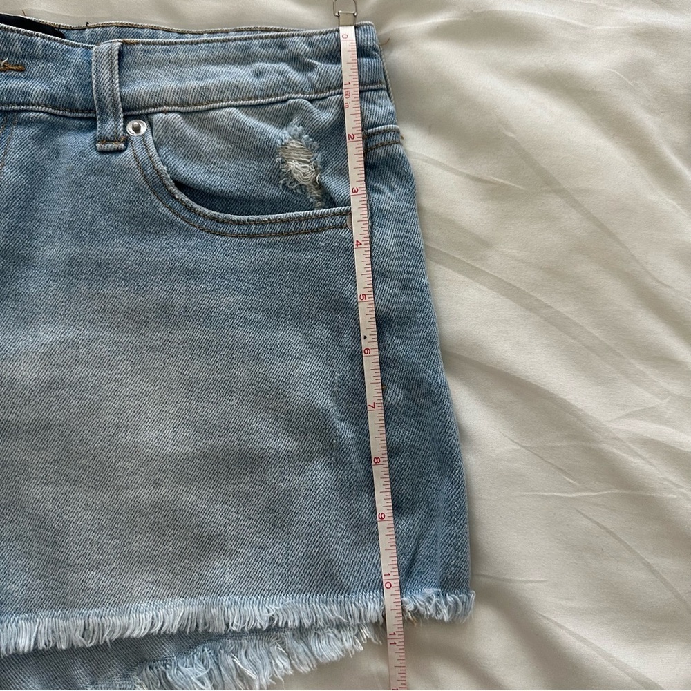 Blue Jean Shorts Distressed Frayed Hem - Picture 5 of 8